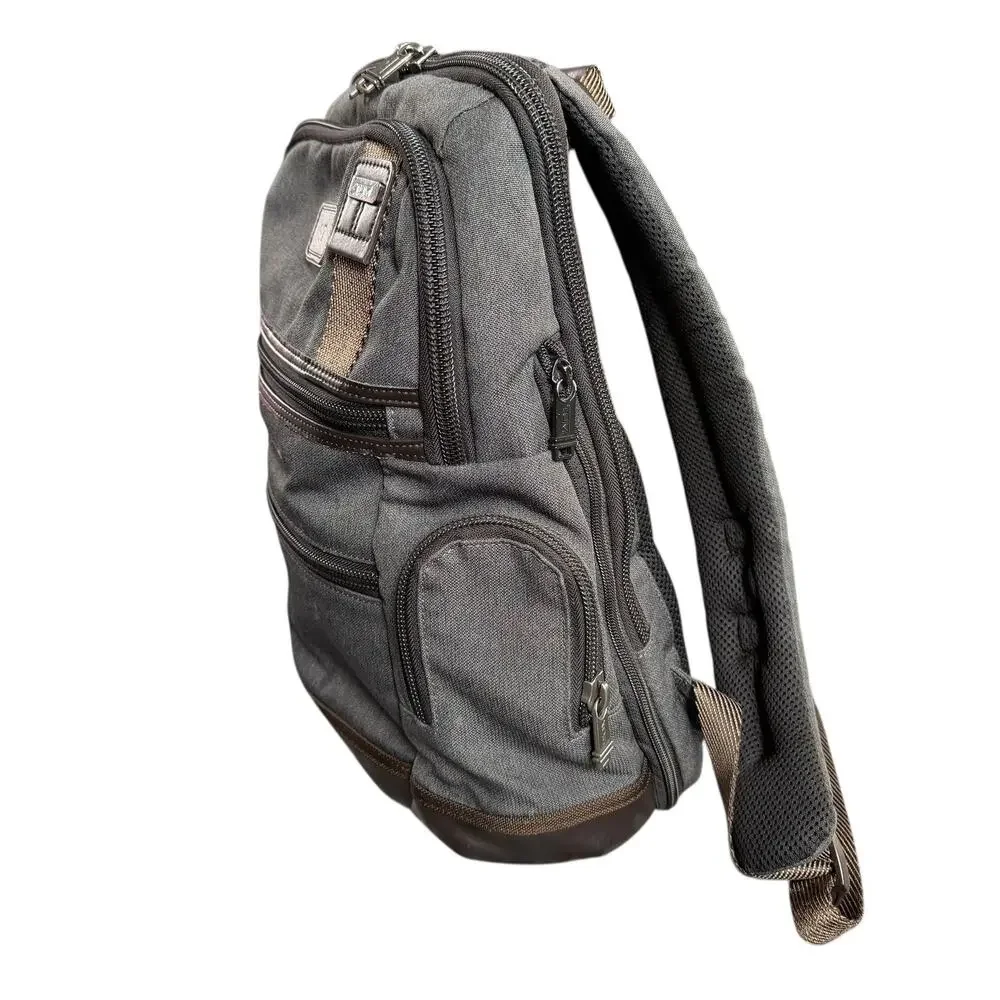 Tumi Gray Nylon Laptop Backpack Men One Size Multi Pocket Travel Bag Daypack